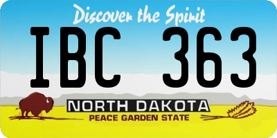 ND license plate IBC363