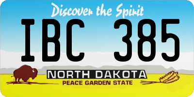 ND license plate IBC385