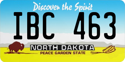 ND license plate IBC463