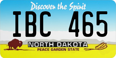 ND license plate IBC465
