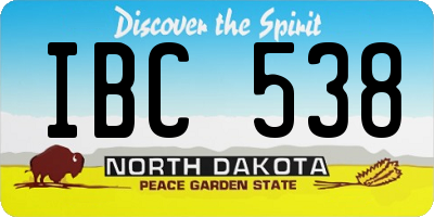 ND license plate IBC538