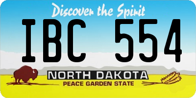 ND license plate IBC554