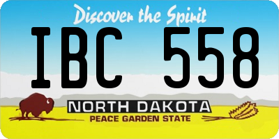 ND license plate IBC558