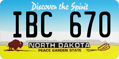 ND license plate IBC670