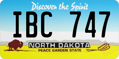 ND license plate IBC747