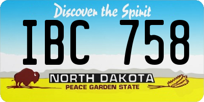 ND license plate IBC758
