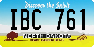 ND license plate IBC761