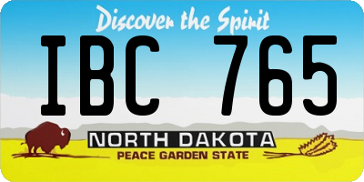 ND license plate IBC765