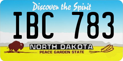 ND license plate IBC783