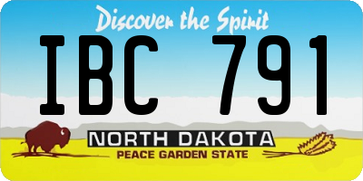 ND license plate IBC791