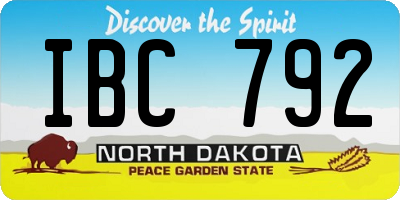 ND license plate IBC792
