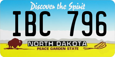 ND license plate IBC796