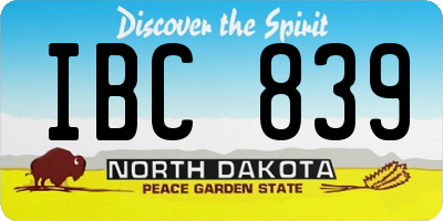 ND license plate IBC839