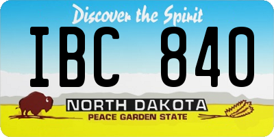ND license plate IBC840
