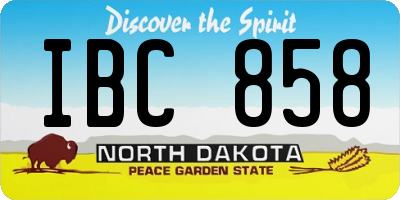 ND license plate IBC858