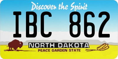 ND license plate IBC862