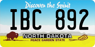 ND license plate IBC892