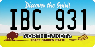 ND license plate IBC931