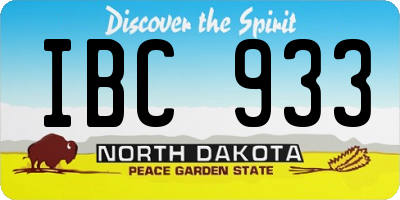 ND license plate IBC933