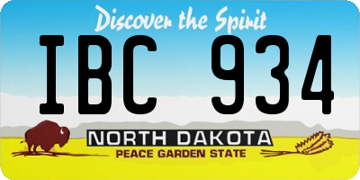 ND license plate IBC934