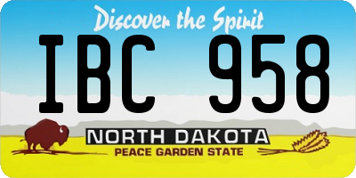 ND license plate IBC958