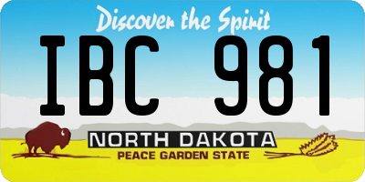 ND license plate IBC981