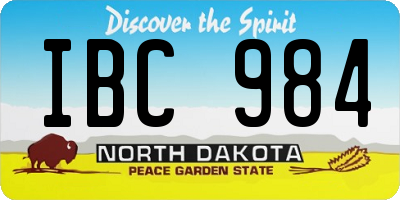 ND license plate IBC984
