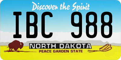 ND license plate IBC988