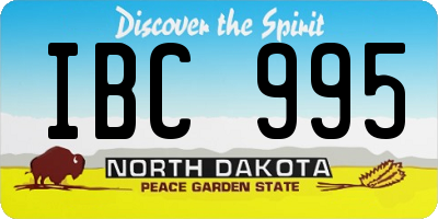 ND license plate IBC995