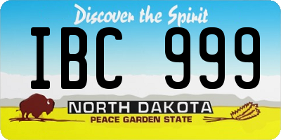 ND license plate IBC999