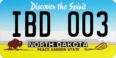 ND license plate IBD003