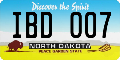 ND license plate IBD007