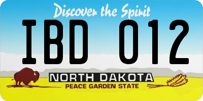 ND license plate IBD012
