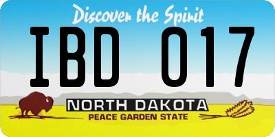 ND license plate IBD017