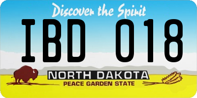 ND license plate IBD018