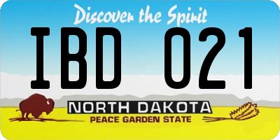 ND license plate IBD021