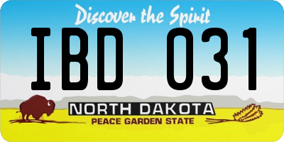 ND license plate IBD031