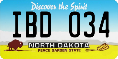 ND license plate IBD034