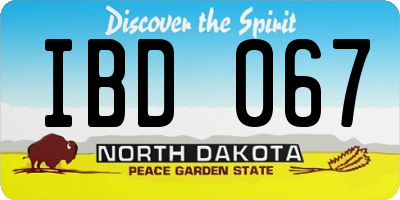 ND license plate IBD067