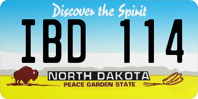 ND license plate IBD114
