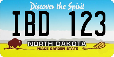 ND license plate IBD123