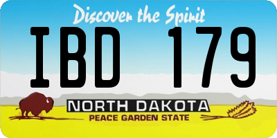 ND license plate IBD179