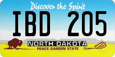 ND license plate IBD205