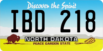 ND license plate IBD218