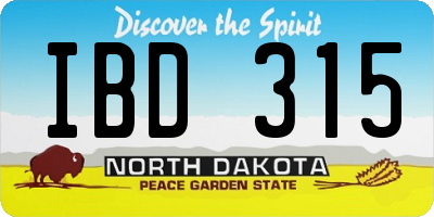 ND license plate IBD315