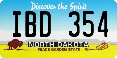 ND license plate IBD354