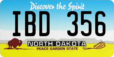 ND license plate IBD356