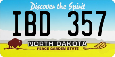 ND license plate IBD357