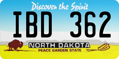 ND license plate IBD362