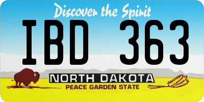 ND license plate IBD363
